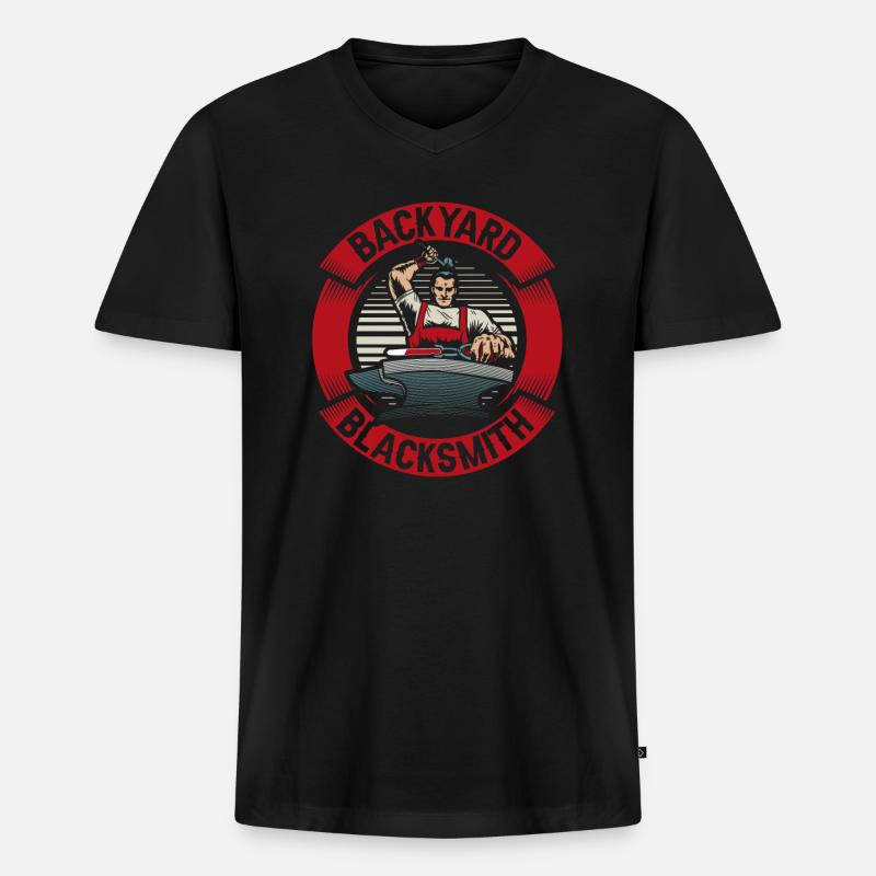 Backyard Blacksmith Blacksmith Forging - Männer Premium Bio T-Shirt mit V-Ausschnitt - Schwarz