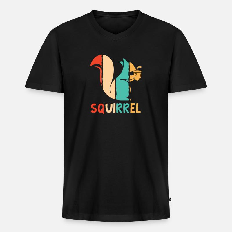Retro Grauhörnchen Squirrel Fuchshörnchen - Männer Premium Bio T-Shirt mit V-Ausschnitt - Schwarz