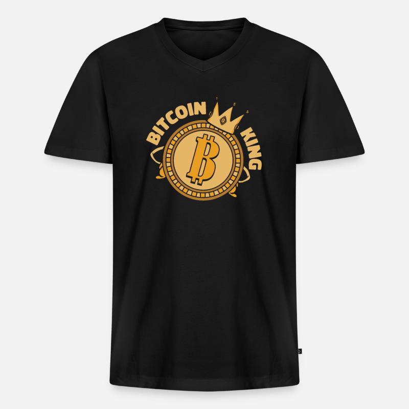 Bitcoin King Kryptowährung Blockchain Crypto - Männer Premium Bio T-Shirt mit V-Ausschnitt - Schwarz