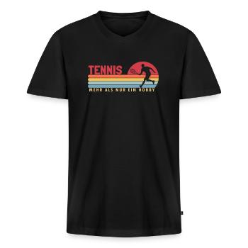 Tennis mehr als ein Hobby Tennistrainer - Männer Premium Bio T-Shirt mit V-Ausschnitt - Schwarz - Vorne - Nico (187cm)