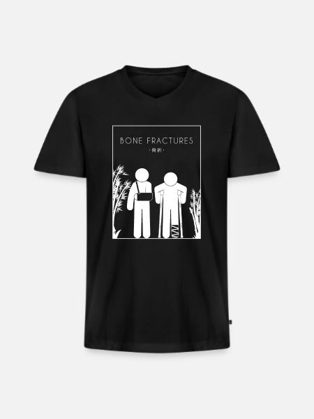 Knochenbrüche Chinesischer Hanzi-Knochenbruch - Männer Premium Bio T-Shirt mit V-Ausschnitt - Schwarz