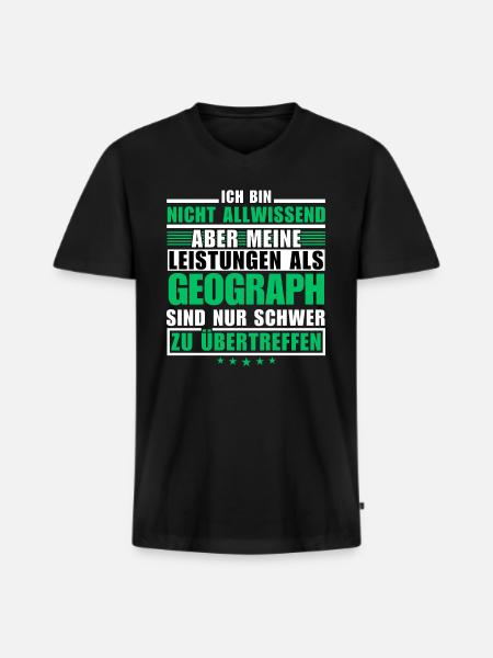 Unübertroffene Leistung als Geograph - Männer Premium Bio T-Shirt mit V-Ausschnitt - Schwarz