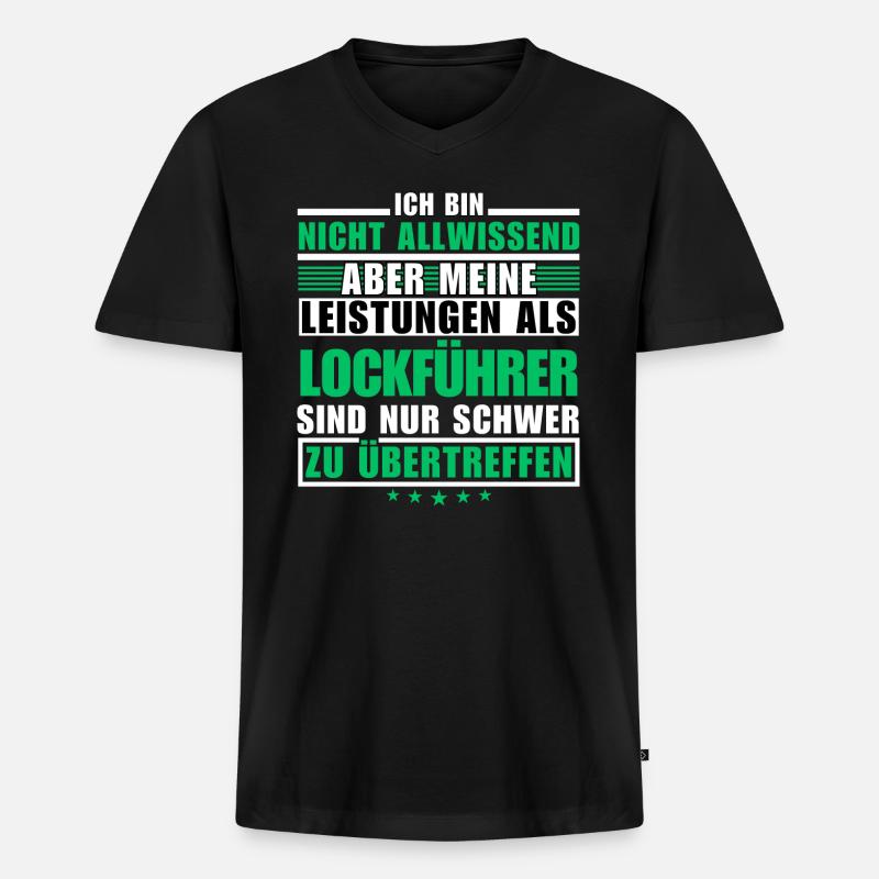 Unübertroffene Leistung als Lockführer - Männer Premium Bio T-Shirt mit V-Ausschnitt - Schwarz
