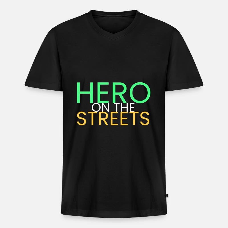 Held auf der Straße - Männer Premium Bio T-Shirt mit V-Ausschnitt - Schwarz