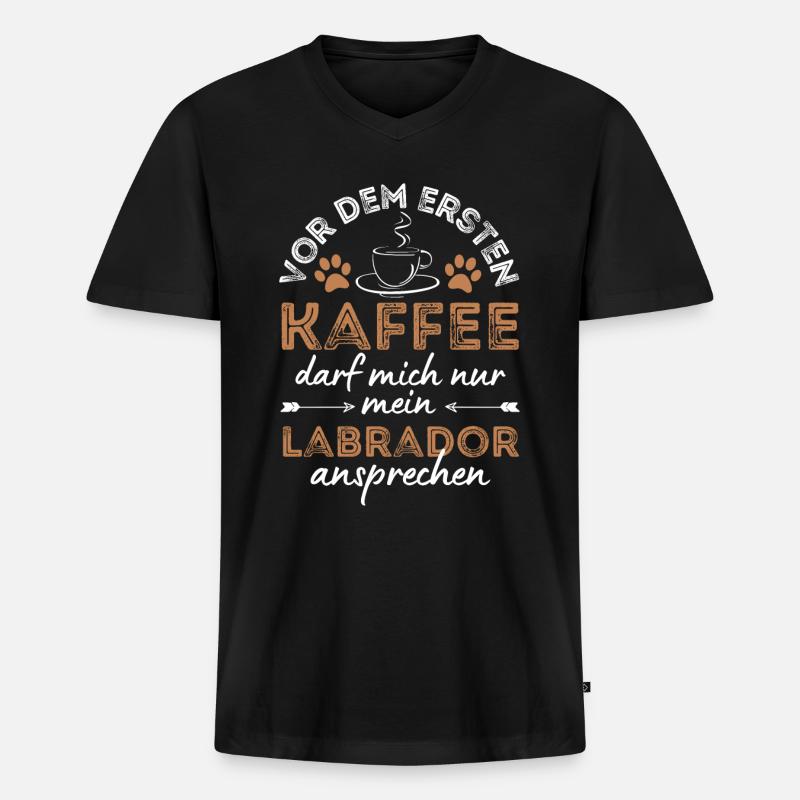 Labrador Kaffee Hund Cafe - Männer Premium Bio T-Shirt mit V-Ausschnitt - Schwarz