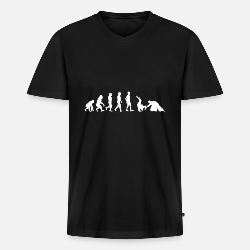 Evolution Aikido Japanische Aikido Kampfkunst - Männer Premium Bio T-Shirt mit V-Ausschnitt - Schwarz