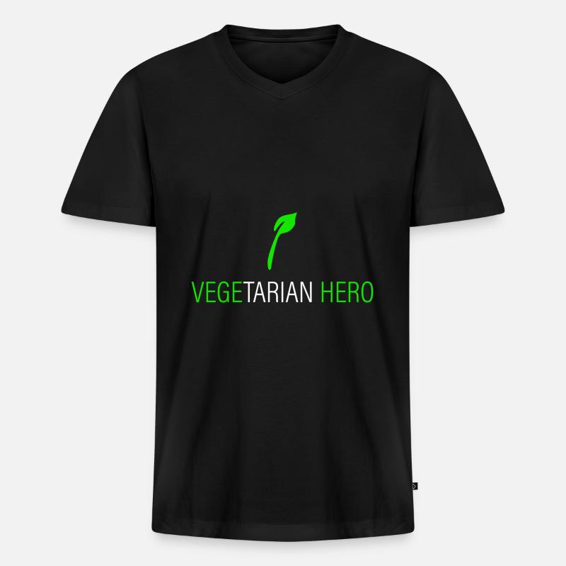 vegetarischer Held - Männer Premium Bio T-Shirt mit V-Ausschnitt - Schwarz