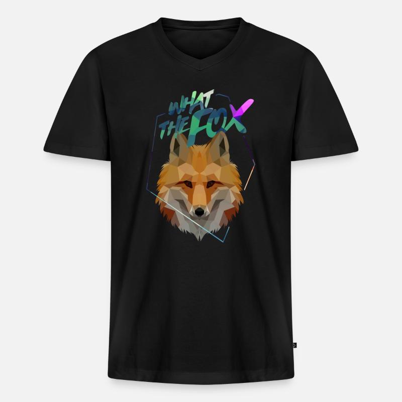 Fuchs What the Fox Geometrisch - Männer Premium Bio T-Shirt mit V-Ausschnitt - Schwarz