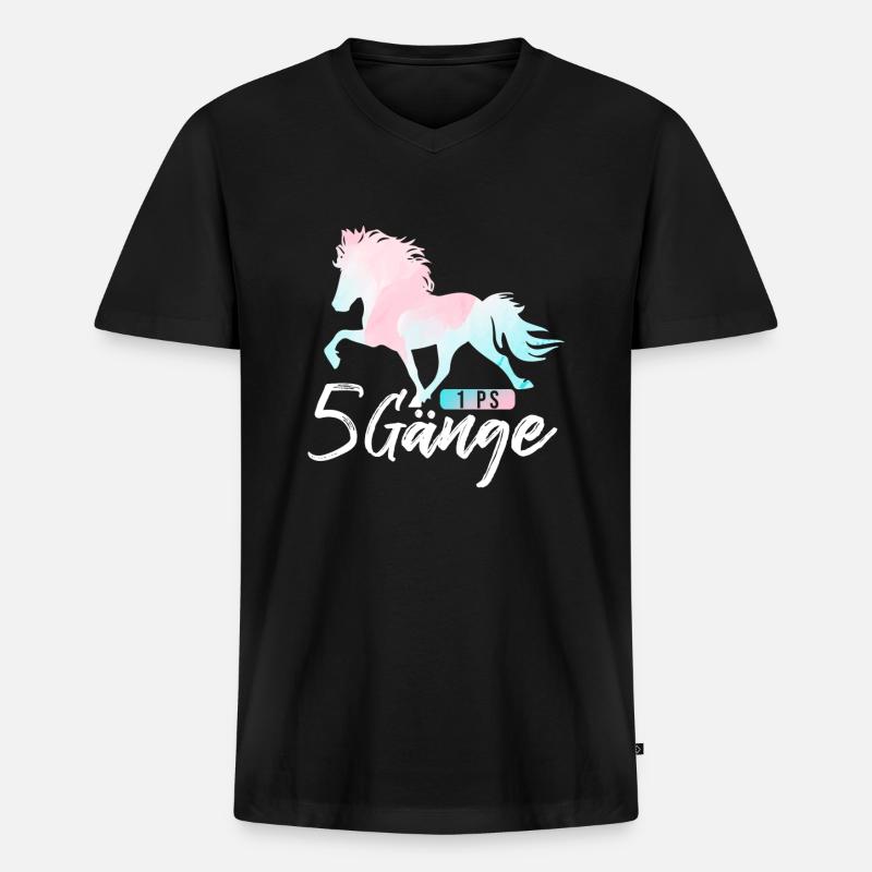 Islandpferd - Männer Premium Bio T-Shirt mit V-Ausschnitt - Schwarz