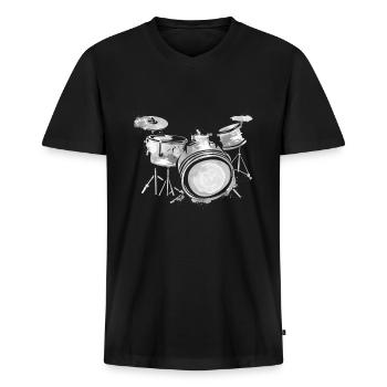 Drummer - Männer Premium Bio T-Shirt mit V-Ausschnitt - Schwarz - Vorne - Nico (187cm)