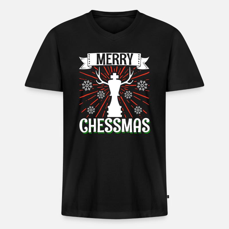 Chess Player Merry Chessmas Game - Männer Premium Bio T-Shirt mit V-Ausschnitt - Schwarz