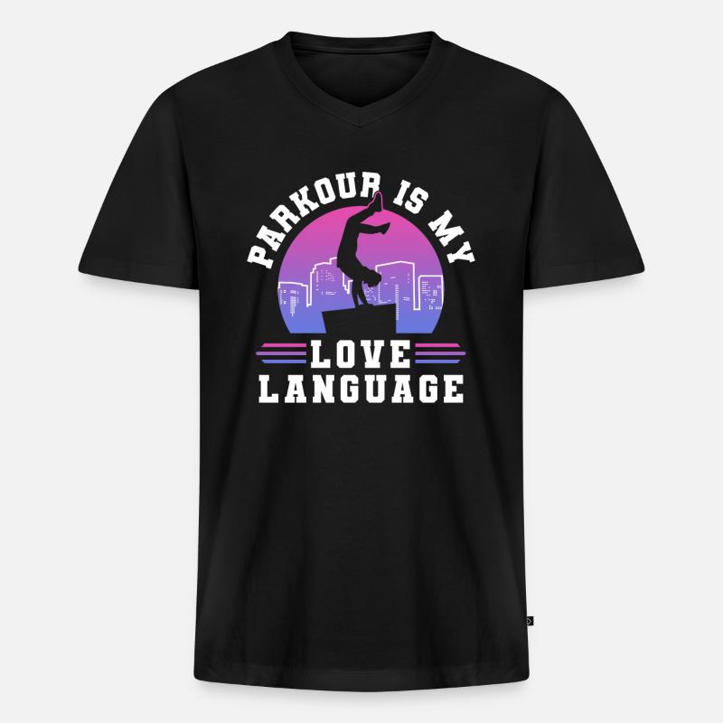 Parkour Freerunning Traceur - Männer Premium Bio T-Shirt mit V-Ausschnitt - Schwarz