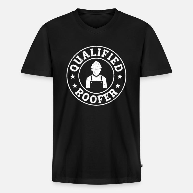 Construction Roofer - Männer Premium Bio T-Shirt mit V-Ausschnitt - Schwarz