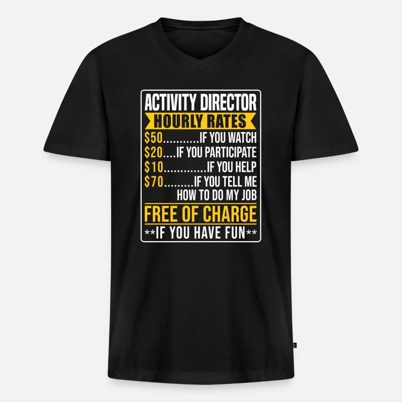 Funny Activity Director Hourly - Männer Premium Bio T-Shirt mit V-Ausschnitt - Schwarz