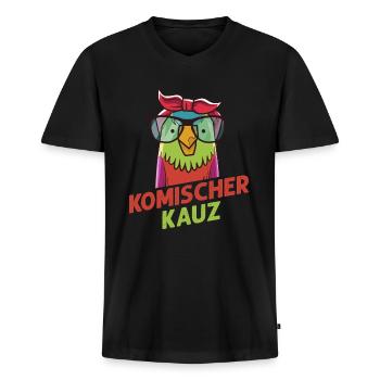 Komischer Kauz - Männer Premium Bio T-Shirt mit V-Ausschnitt - Schwarz - Vorne - Nico (187cm)