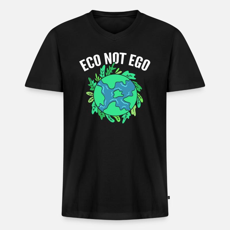 Eco Not Ego Ökologe - Männer Premium Bio T-Shirt mit V-Ausschnitt - Schwarz