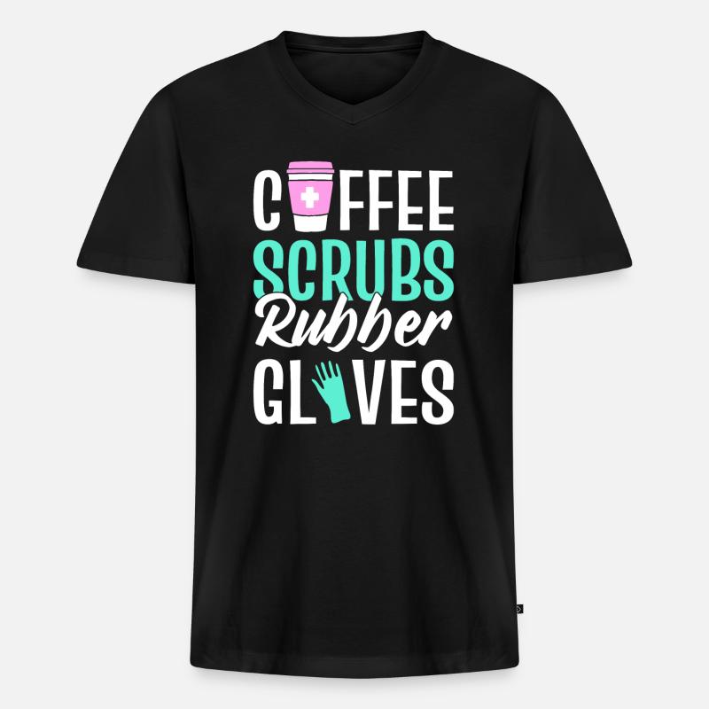 Lustige Krankenschwester - Männer Premium Bio T-Shirt mit V-Ausschnitt - Schwarz