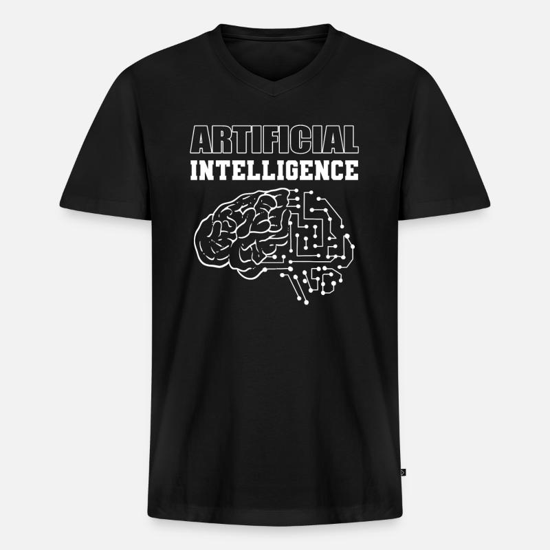 Artificial Intelligence Computertechniker - Männer Premium Bio T-Shirt mit V-Ausschnitt - Schwarz