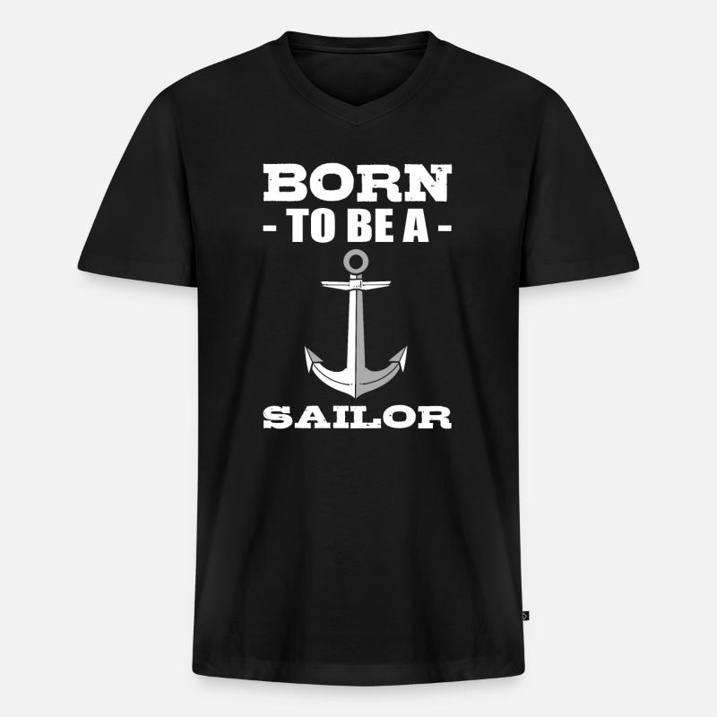 Segelboot Matrose - Männer Premium Bio T-Shirt mit V-Ausschnitt - Schwarz
