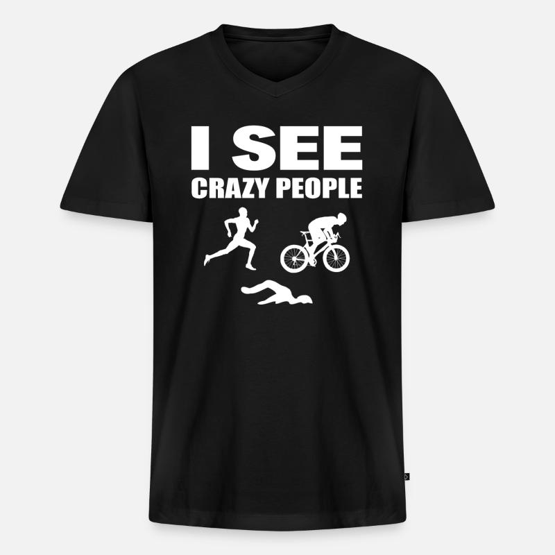 Triathlonsport Triathlet - Männer Premium Bio T-Shirt mit V-Ausschnitt - Schwarz