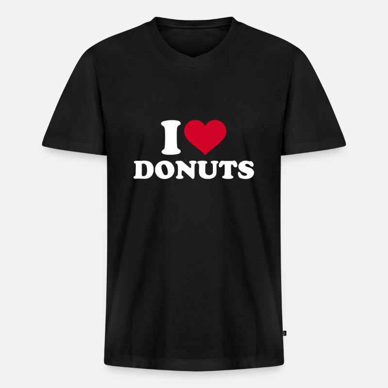 Ich liebe Donuts - Männer Premium Bio T-Shirt mit V-Ausschnitt - Schwarz