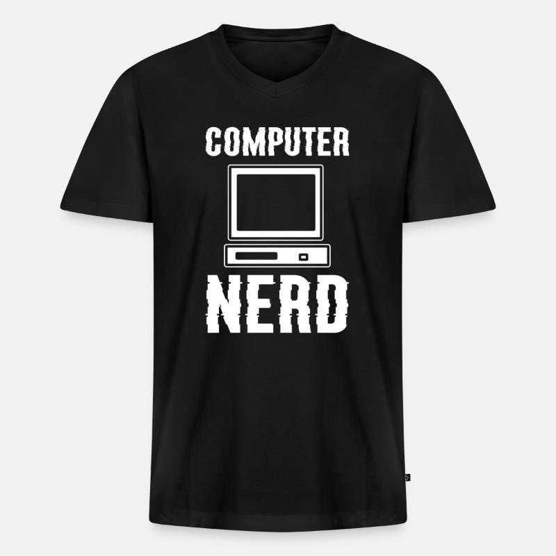 Computer Nerd Computerspezialist - Männer Premium Bio T-Shirt mit V-Ausschnitt - Schwarz