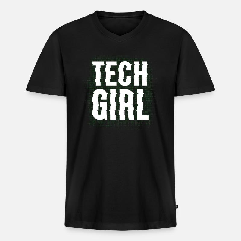 Tech Girl Programmiererin - Männer Premium Bio T-Shirt mit V-Ausschnitt - Schwarz