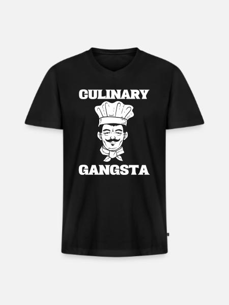 Culinary Gangsta Koch - Männer Premium Bio T-Shirt mit V-Ausschnitt - Schwarz