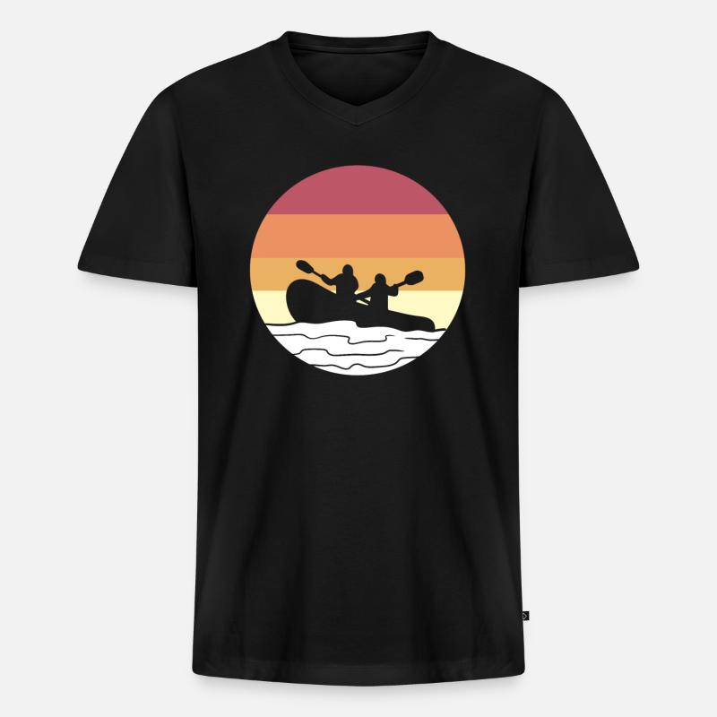 Fluss Rafting Floß - Männer Premium Bio T-Shirt mit V-Ausschnitt - Schwarz