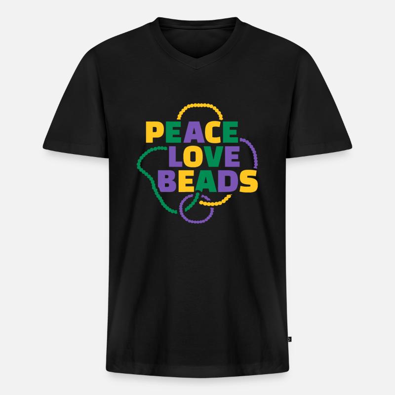 Mardi Gras Frieden Liebesperlen - Männer Premium Bio T-Shirt mit V-Ausschnitt - Schwarz