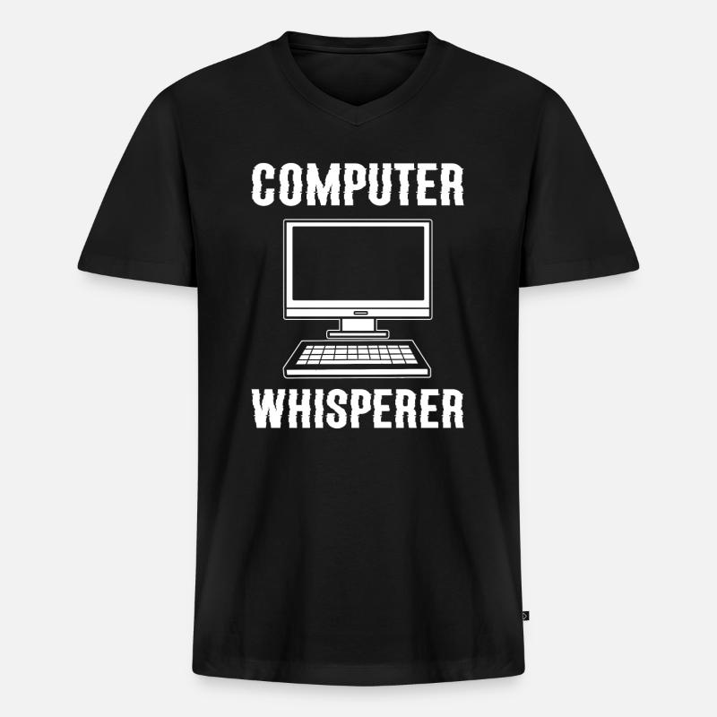 Computer Whisperer Web-Entwickler - Männer Premium Bio T-Shirt mit V-Ausschnitt - Schwarz