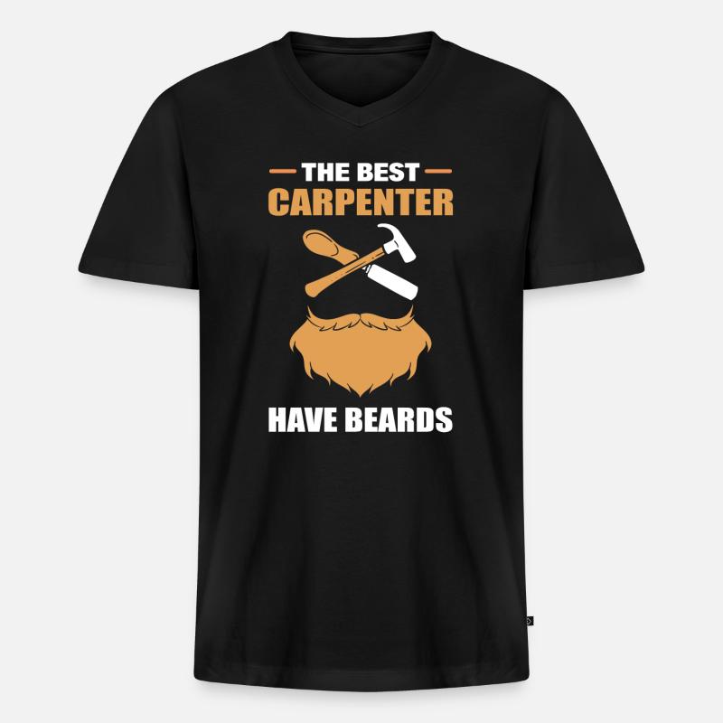 Lustiger bärtiger Schreiner Holzarbeiter - Männer Premium Bio T-Shirt mit V-Ausschnitt - Schwarz