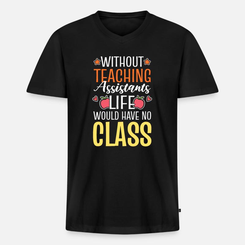 Lustiger Lehrassistent Schullehrer - Männer Premium Bio T-Shirt mit V-Ausschnitt - Schwarz