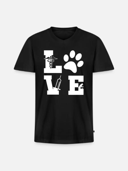 Tierliebhaber Veterinärassistent - Männer Premium Bio T-Shirt mit V-Ausschnitt - Schwarz