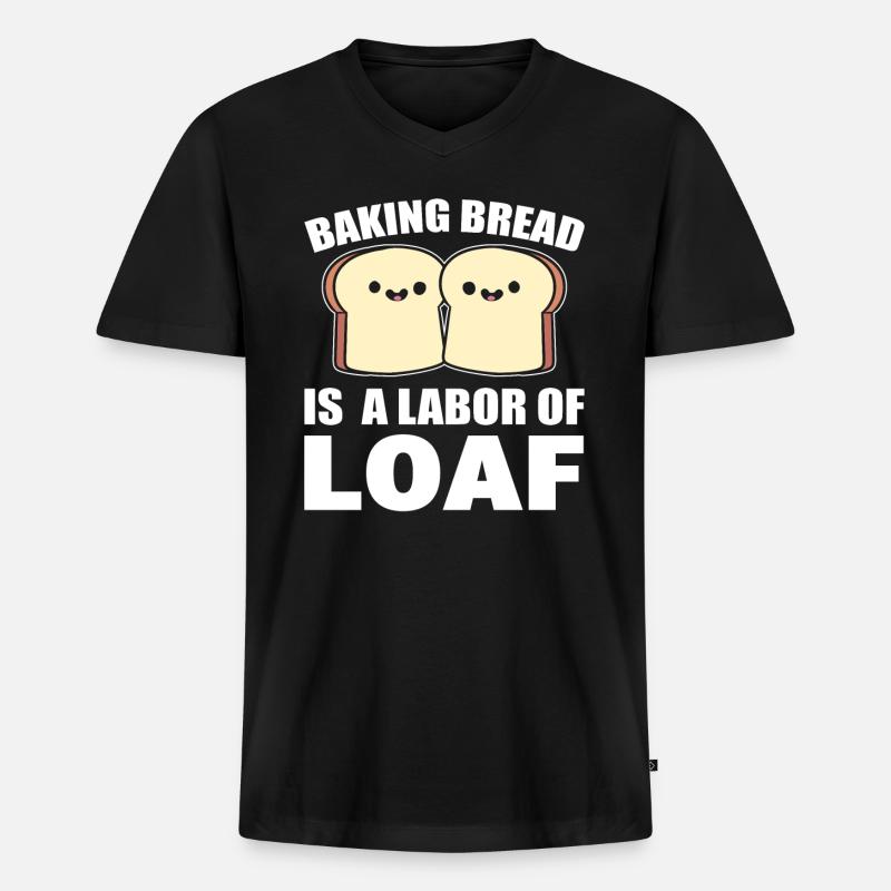 Lustiges Backen Bäcker - Männer Premium Bio T-Shirt mit V-Ausschnitt - Schwarz