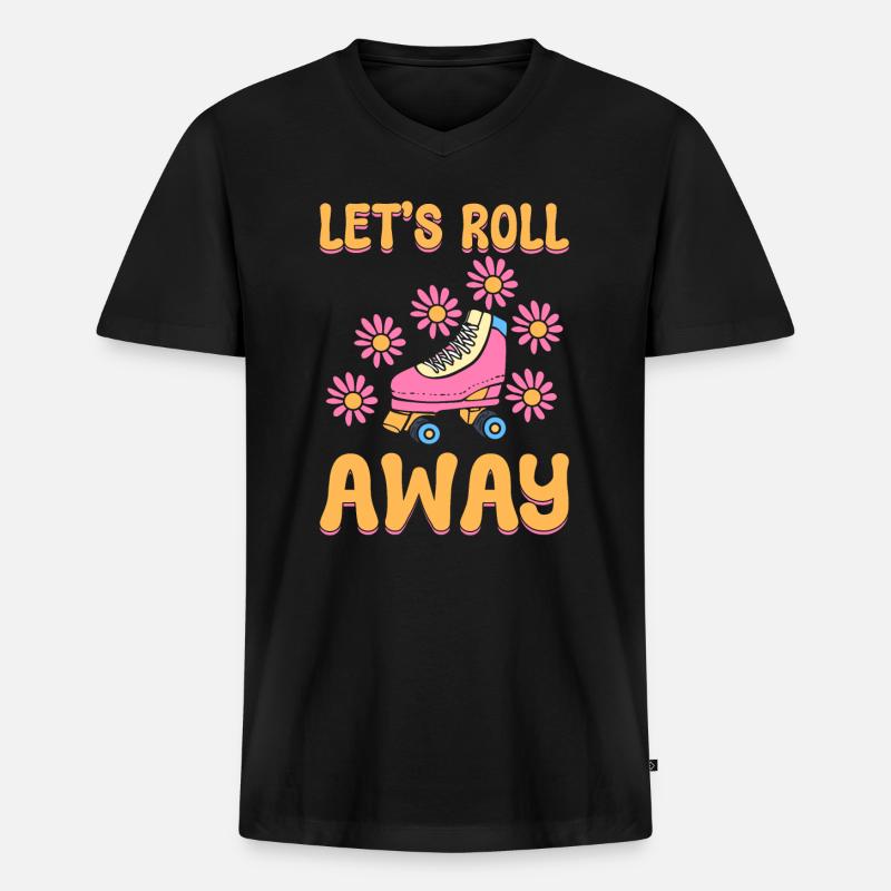 Coole Rollschuhe Eisbahn - Männer Premium Bio T-Shirt mit V-Ausschnitt - Schwarz