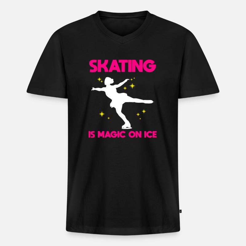 Eiskunstlauf Professioneller Eisläufer - Männer Premium Bio T-Shirt mit V-Ausschnitt - Schwarz