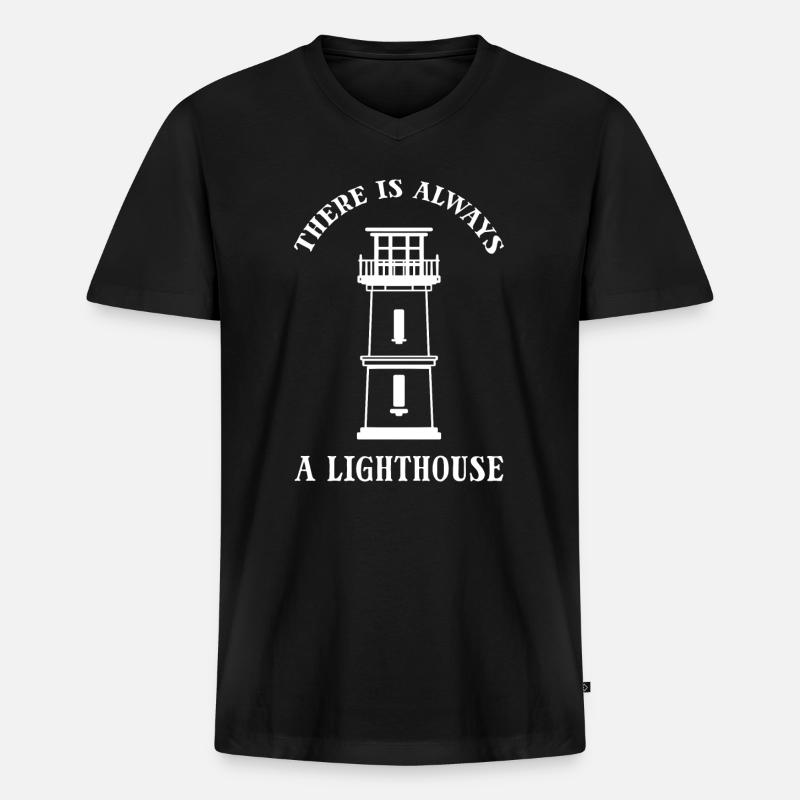 Leuchtturm am Meer Leuchtturmtechniker - Männer Premium Bio T-Shirt mit V-Ausschnitt - Schwarz