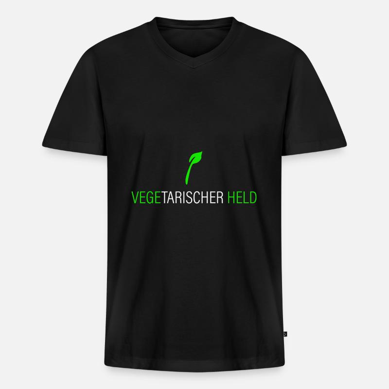 Vegetarischer Held - Männer Premium Bio T-Shirt mit V-Ausschnitt - Schwarz