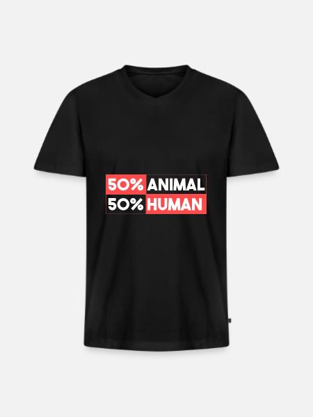 50% animal 50% human - Men's Premium Organic T-shirt with V-neck - black