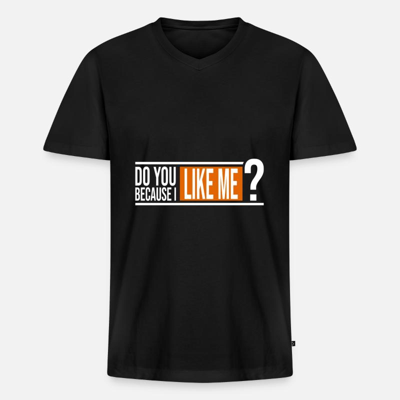 Magst du mich? - Männer Premium Bio T-Shirt mit V-Ausschnitt - Schwarz