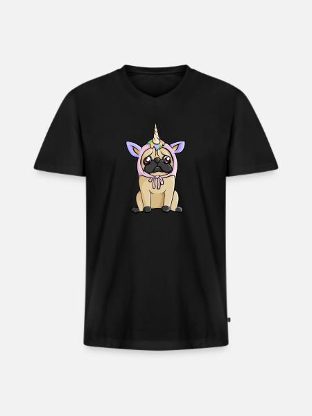 Pug unicorn costume dog gift - Men's Premium Organic T-shirt with V-neck - black