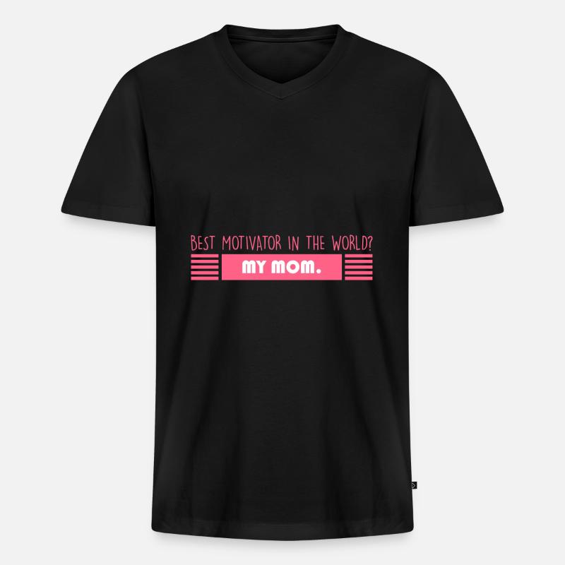 Mama: Bester Motivator - Männer Premium Bio T-Shirt mit V-Ausschnitt - Schwarz
