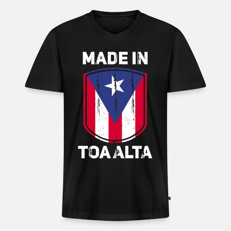 Puerto Rico - Männer Premium Bio T-Shirt mit V-Ausschnitt - Schwarz