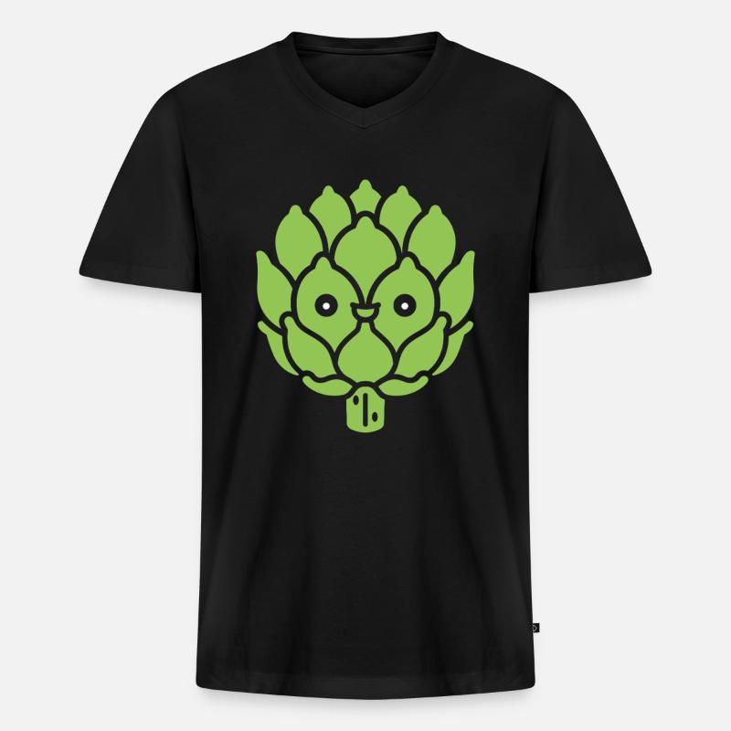 Artischocke - Männer Premium Bio T-Shirt mit V-Ausschnitt - Schwarz