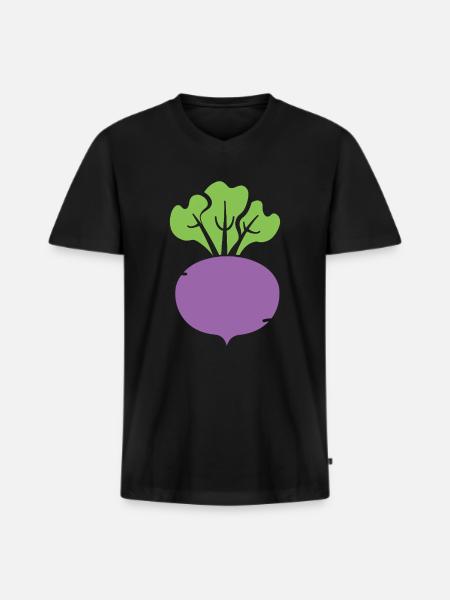 navet - T-shirt encolure en V Premium bio Homme - noir