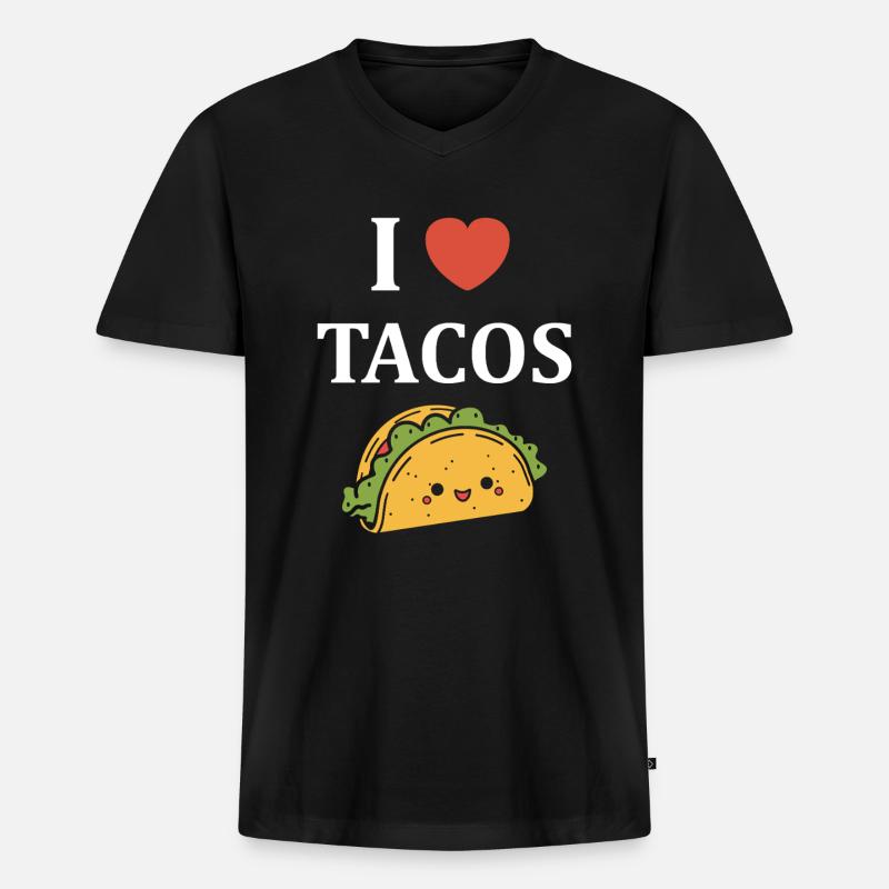 Tacos - Männer Premium Bio T-Shirt mit V-Ausschnitt - Schwarz