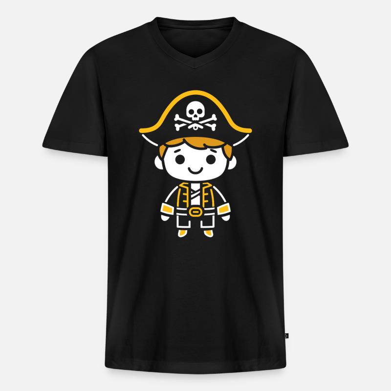 Pirat - Männer Premium Bio T-Shirt mit V-Ausschnitt - Schwarz