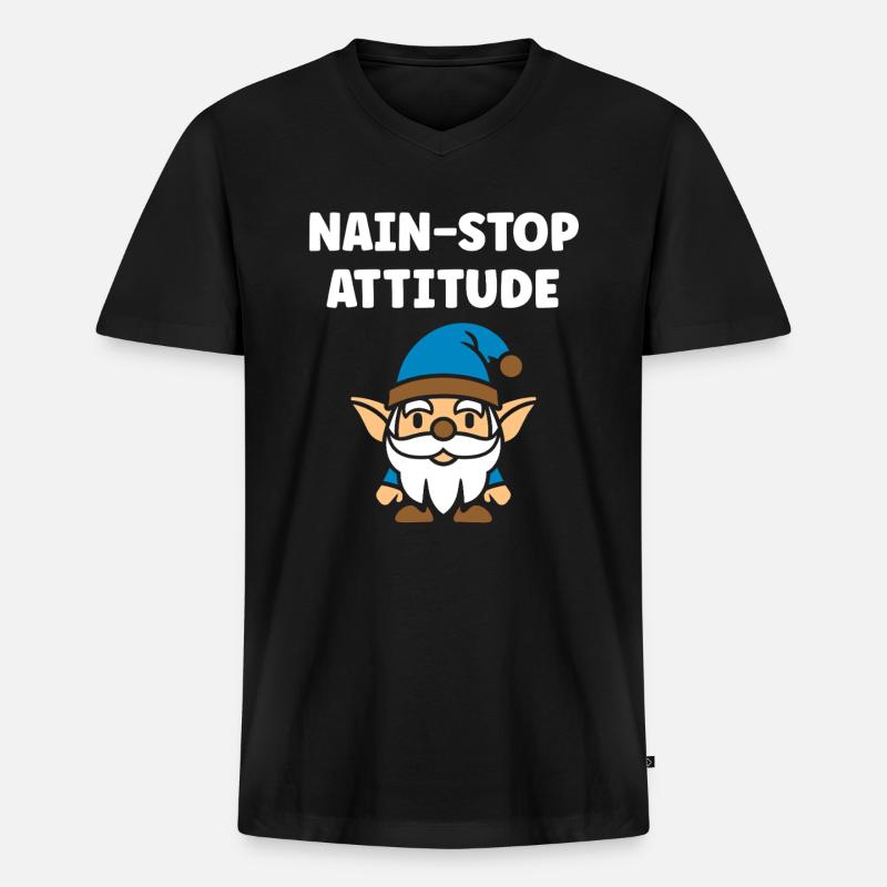 Zwerg - Männer Premium Bio T-Shirt mit V-Ausschnitt - Schwarz