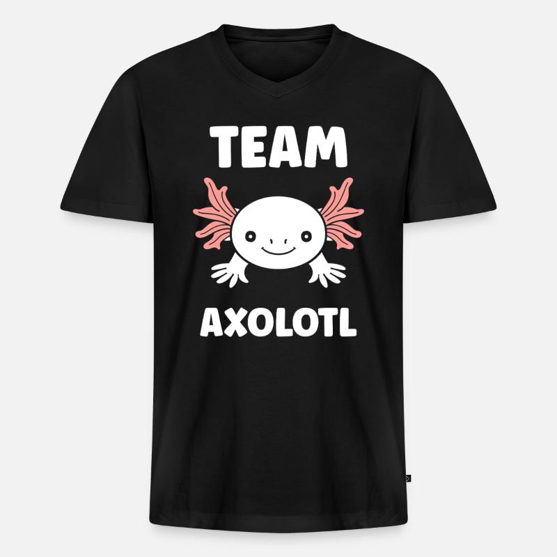Axolotl - Männer Premium Bio T-Shirt mit V-Ausschnitt - Schwarz